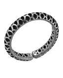 Naga Silver Enamel Flex Cuff with Black Enamel, Slim 12mm, Size M