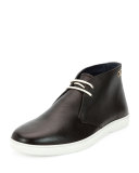 Lassen Textured Calfskin Chukka Boot on Rubber Sole, Brown