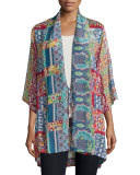 Brock Printed Tie-Front Kimono, Multi, Plus Size