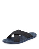 Webbed Crisscross Logo Sandal, Blue
