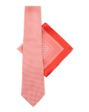 Silk Tie & Pocket Square Set, Red/Blue