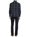 Melrose Melange Plaid Sport Shirt, Blue