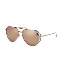 Double-Rim Angled Aviator Sunglasses, Rose-Tone