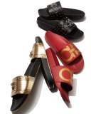 Studded Rubber Slide Sandal, Black/Blue