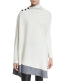 Rayna Ribbed Asymmetric Poncho Top, Ivory