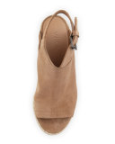 Evangeline Suede Wedge Sandal, Sand
