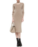 Metallic Long-Sleeve Midi Dress