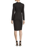 Laced Ponte Sheath Dress, Black