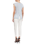Sleeveless Monili-Striped Top, Light Blue
