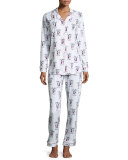 Printed Long-Sleeve Pajama Set, NYC Rooftop Party