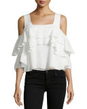Viga Cold-Shoulder Silk Top