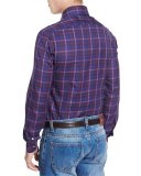 Madras Check Sport Shirt, Blue/Red