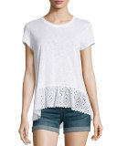 Poppy Eyelet Ruffle-Hem Tee