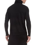 Zip Shawl-Collar Pullover Sweatshirt, Black