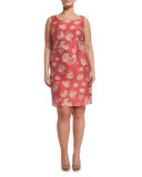 Downtown Floral-Print Sheath Dress W/ Attachable Sleeves, Plus Size 