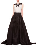 Long A-Line Silk Skirt, Black