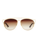 Technologic Cutout Aviator Sunglasses, Golden/Black