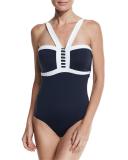 Block Party Maillot, Navy, Available in Extended DD Cup