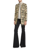 Drew Five-Pocket Leopard-Print Pants, Black