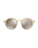 Trimmed Mirrored Round Sunglasses