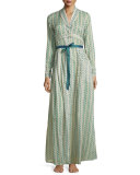 Clio Printed Long Robe, Teal