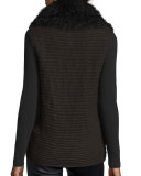 Rabbit & Lamb Fur Fringe Vest, Black