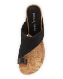 Gille Asymmetric Wedge Slide Sandal, Black