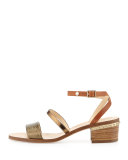 Miko Strappy Leather City Sandal, Honey Gold/Caramel