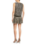 Marisa Beaded Silk Tank, Gunmetal