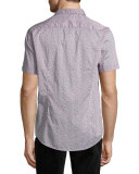 Floral-Print Short-Sleeve Sport Shirt, Blue Pattern