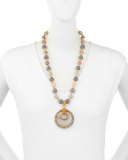 Gray & Peach Agate Medallion Necklace
