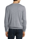 Cashmere-Silk V-Neck Sweater, Earl Gray