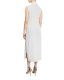 Sleeveless Wool-Blend Long Dress, Lunar Rock, Petite