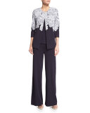 Palazzo Knit Pants, Navy