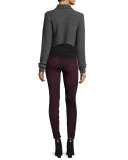 Iliana Draped Asymmetric Wool-Blend Sweater, Light Gray Melange