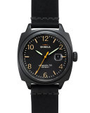 40mm Brakeman Leather Strap Watch, Black/Black