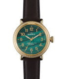 Runwell Coin Edge Watch with Leather Strap, 38mm