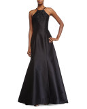  Halter-Neck Embellished Evening Gown, Black