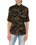 Camo Twill Military Shirt, Green