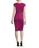 Joni Cutout Ponte Sheath Dress, Sangria