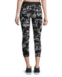 Knockout Cropped Athletic Leggings, Black Camo