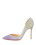 Iriza Degrade Glitter Red Sole Pump, Drage/Light Gold 