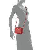 Small Saffiano Camera Crossbody Bag, Red (Fuoco)