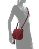 Zoe Suede Saddle Bag, Bordeaux