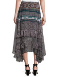 Jacinda Bohemian Tiered Skirt, Black