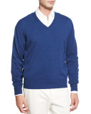 Baby Cashmere V-Neck Sweater, Indigo