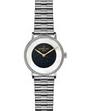 Round Sandstone Stainless Steel Bracelet Watch with Diamonds