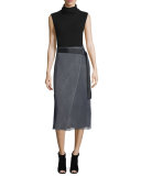 Nora Mesh Wrap Skirt, Navy