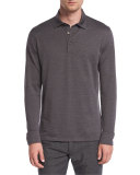 Herringbone Long-Sleeve Polo Shirt