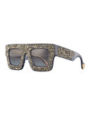 Mr. 5 AM Poems Swarovski® Shield Sunglasses, Bronze Crystal